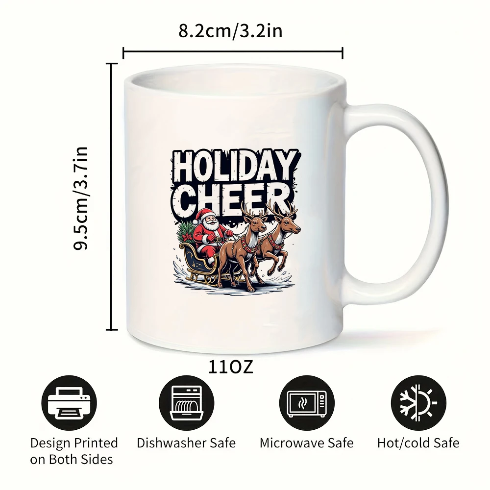 11oz Cup + Santa Claus Reindeer Sled Cartoon Cup Christmas Gift Kids Water Cup Family Office Coffee