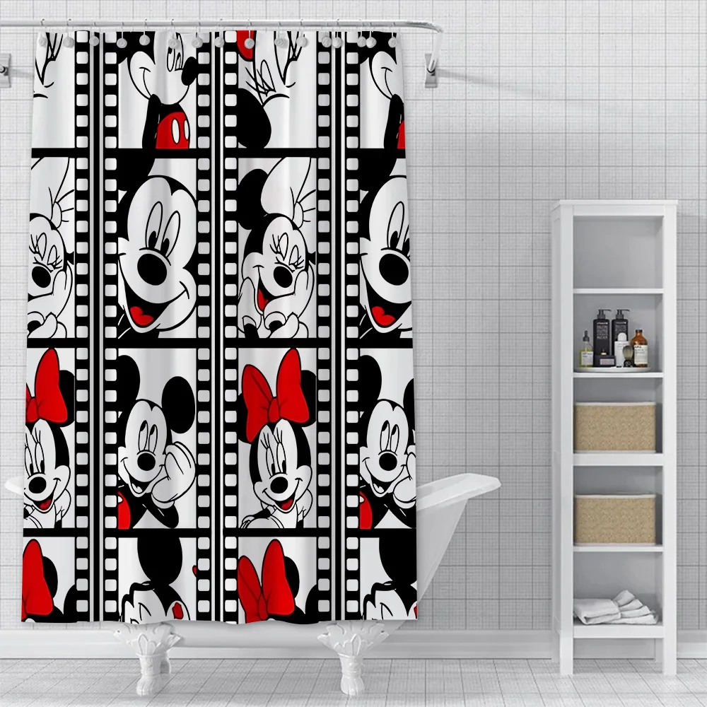 Mickey Minnie Shower Curtain Waterproof Polyester Fabric Paint Colorful Bath Curtains Home Bathroom Decor Curtain With Hook