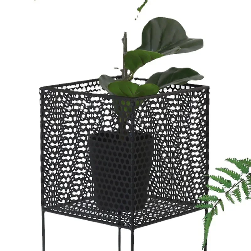 

Nordic living room, potted green plant stand flower stand, modern simple shelf balcony, floor-to-ceiling wrought iron