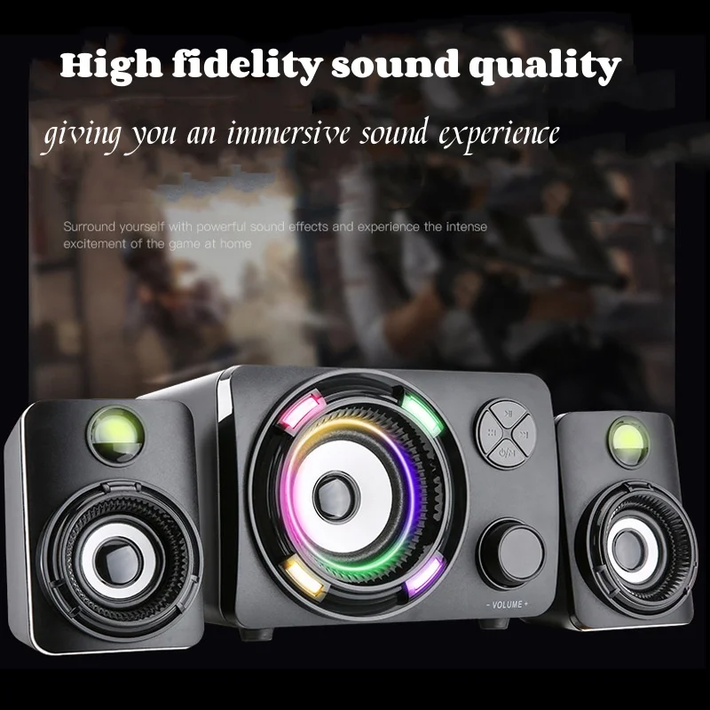 Home Office USB Wired Audience Bluetooth Speaker Sound Box Computer Notebook Cool Laptop 2.1 RGB Gaming Speakers Desktop Audio