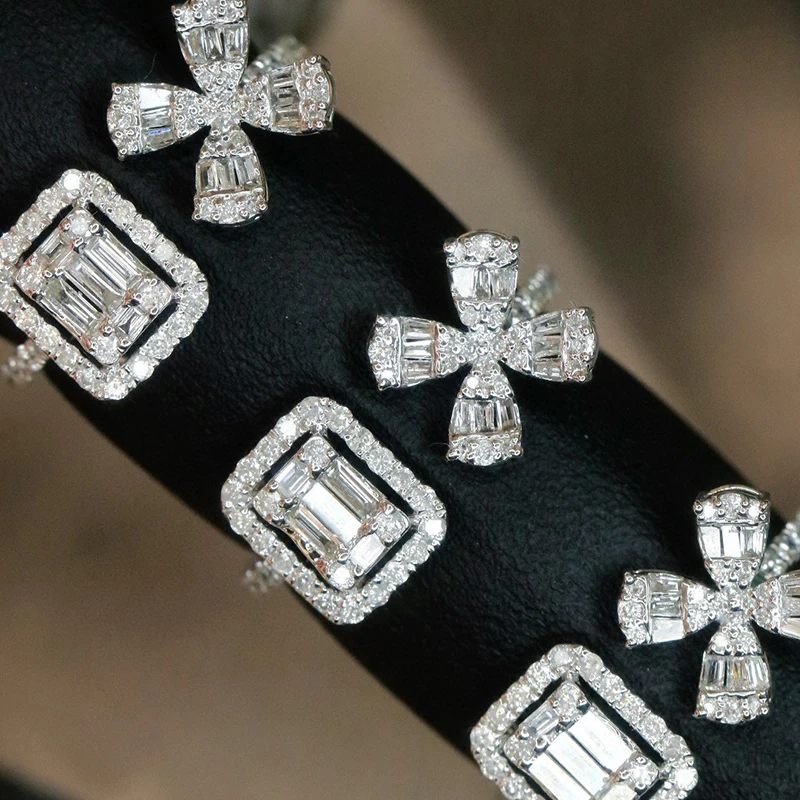 Aazuo مجوهرات فاخرة 18K الذهب الأبيض الماس الطبيعي 0.56ct زهرة مربع المفتوحة خواتم الراقي العصرية كبار حفلة غرامة مجوهرات