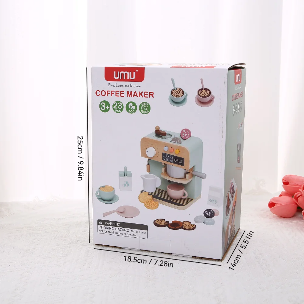 ألعاب مسرح خشبية للأطفال، ألعاب منزلية، ماكينة صنع القهوة الخشبية، ألغاز تسجيل النقود الخشبية، التعليم التفاعلي #5