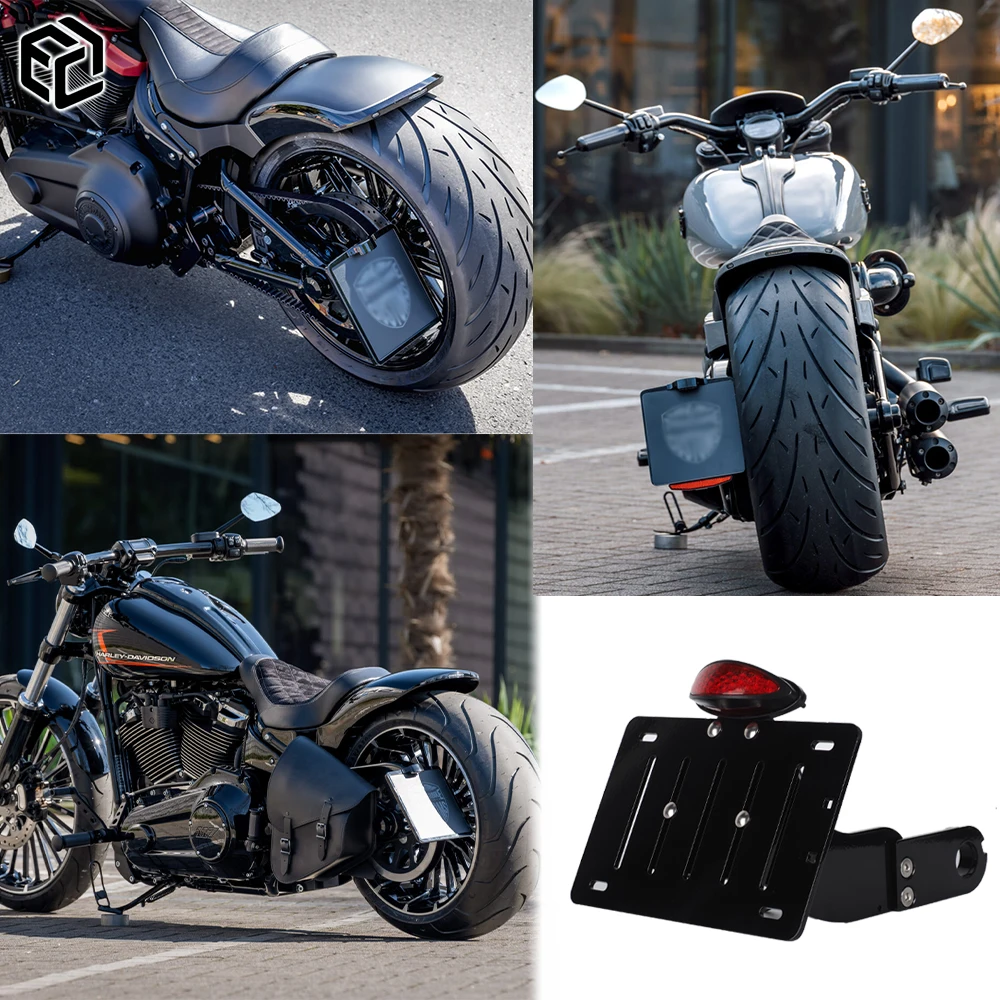 

Motorcycle LED Side Number License Plate Holder for Harley Fatboy FXBR FXBB FXDR LED Light Side Bracket Motorcycle Accessories