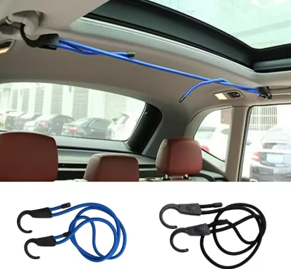 

1/3/5PCS Stretch Elastic Adjustable Bungee Cords Hooks Bikes Rope Tie Luggage Car Strap Roof Rack Extra Wide Opening Steel Hook