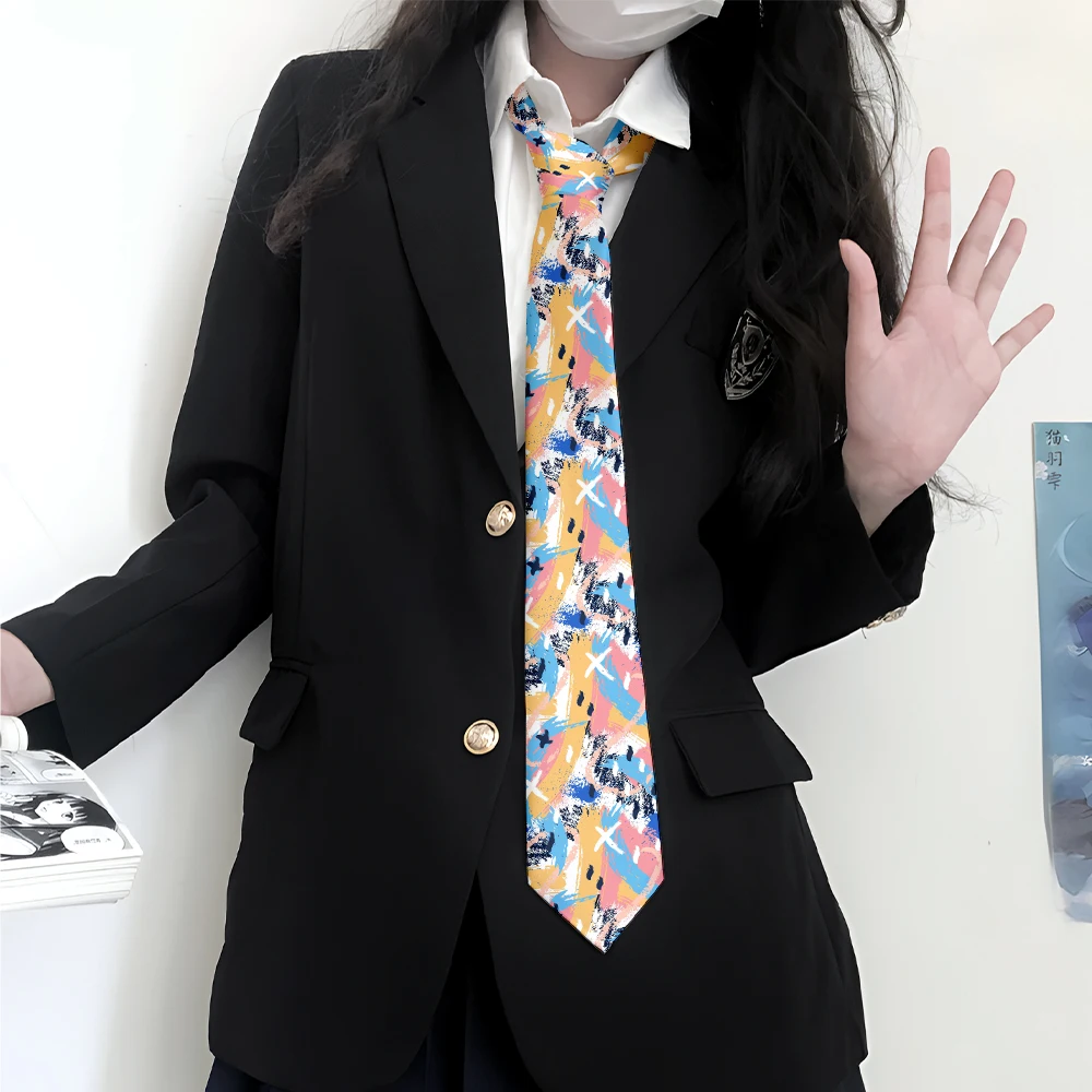 Funny and funny graffiti printing men's tie fashion casual street novelty tie unique wedding accessories party business gifts