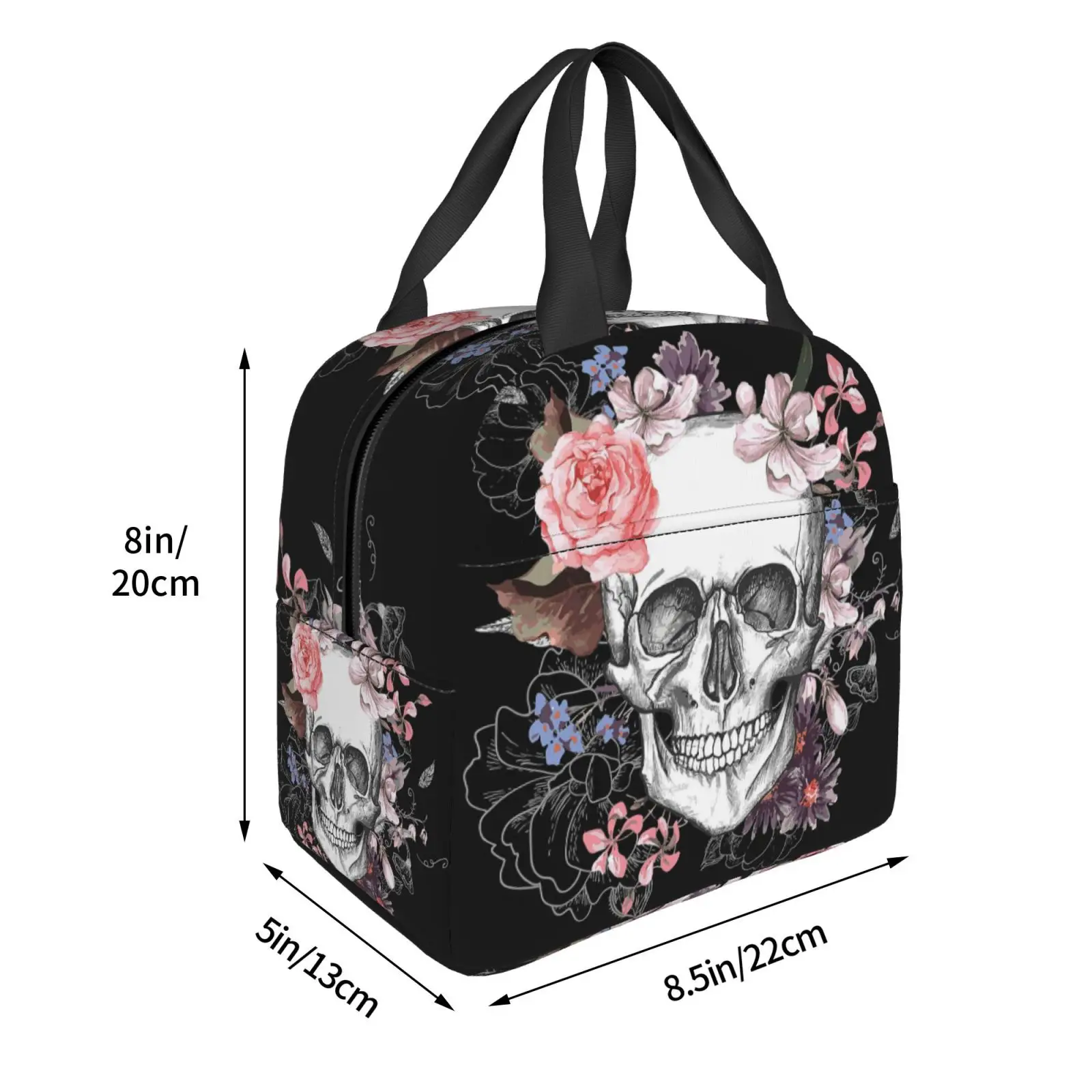 Halloween Lunch Bag Skull Cooler Bag Women Tote Bag Insulated Lunch Box Water-resistant Thermal Soft Liner Lunch Container Bags