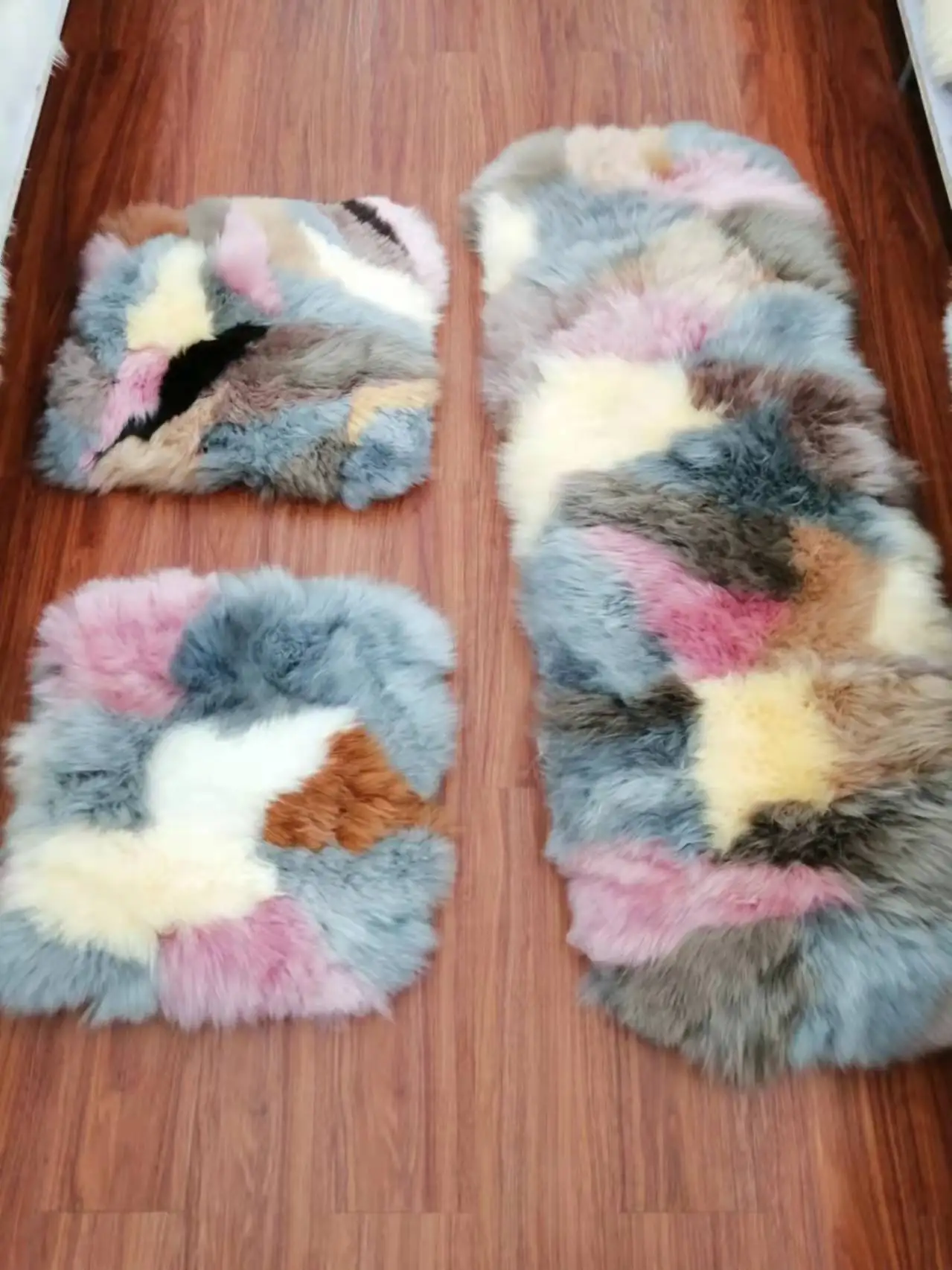 

Wool Integrated Cushion for Car Seat, Color Fashion, Three-Piece Cushion Set, Sofa, Chair, Rainbow Decoration