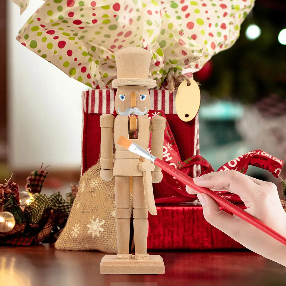 

2Pcs Wooden DIY Nutcracker Unfinished Blank Soldier Xmas Decoration Painting Ornament Home Coffee Shop Decor Nutcracker