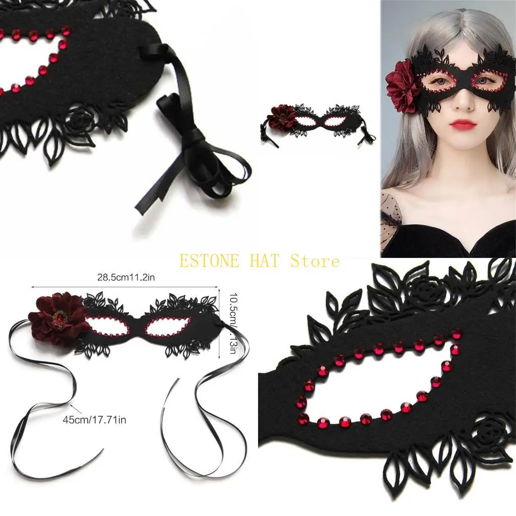 

49MF Flower Half Face Mask Halloween Party Mask Masquerade Mask