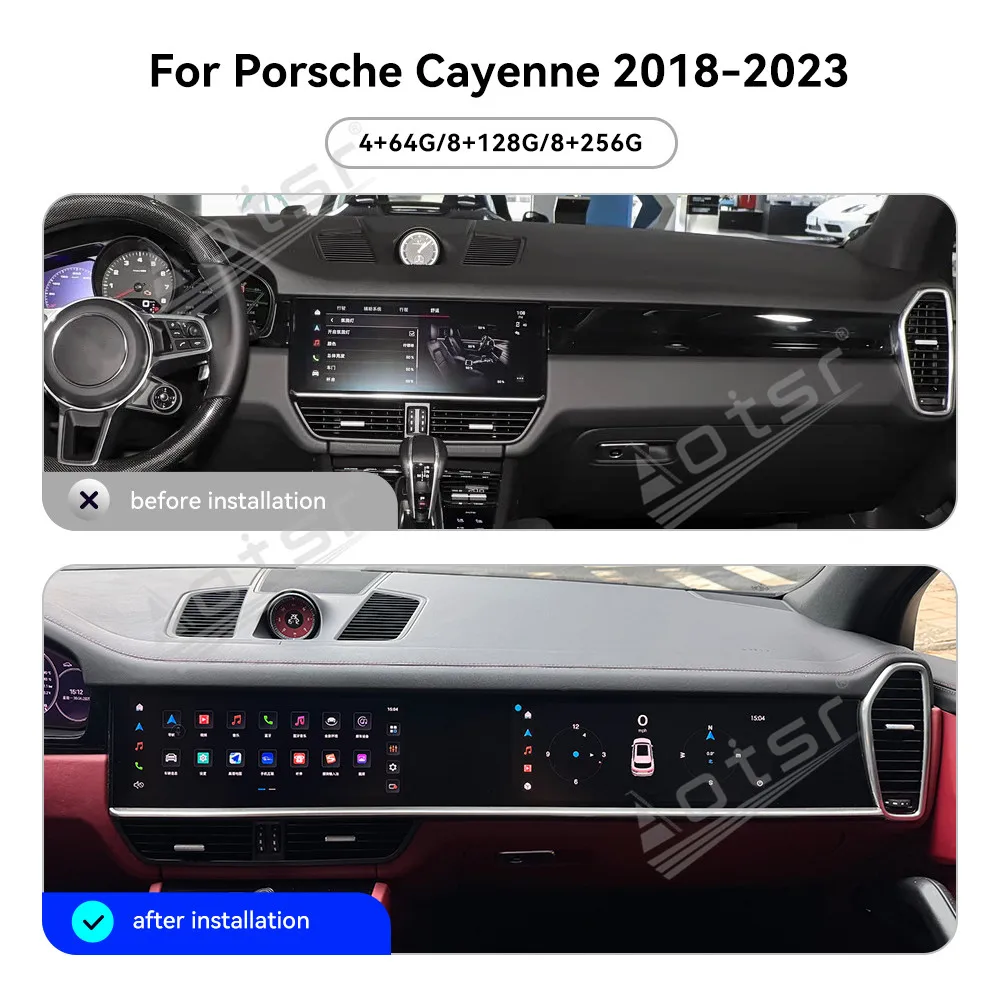 12.3 Dual Screen Multimedia Android 14 For  For Porsche Cayenne 2018~2023 Car Intelligent System Radio GPS Navigation Head Unit