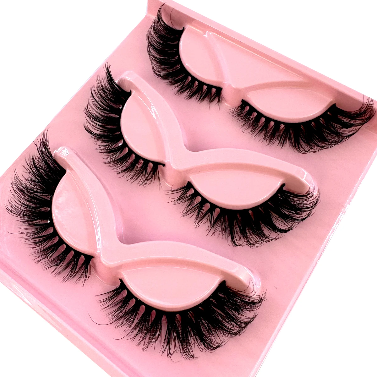 AMSDCN Neue 3 Paar Katzenaugen-Wimpern, Endauge, längliche, flauschige Wimpern, künstliche Nerzwimpern, natürlich