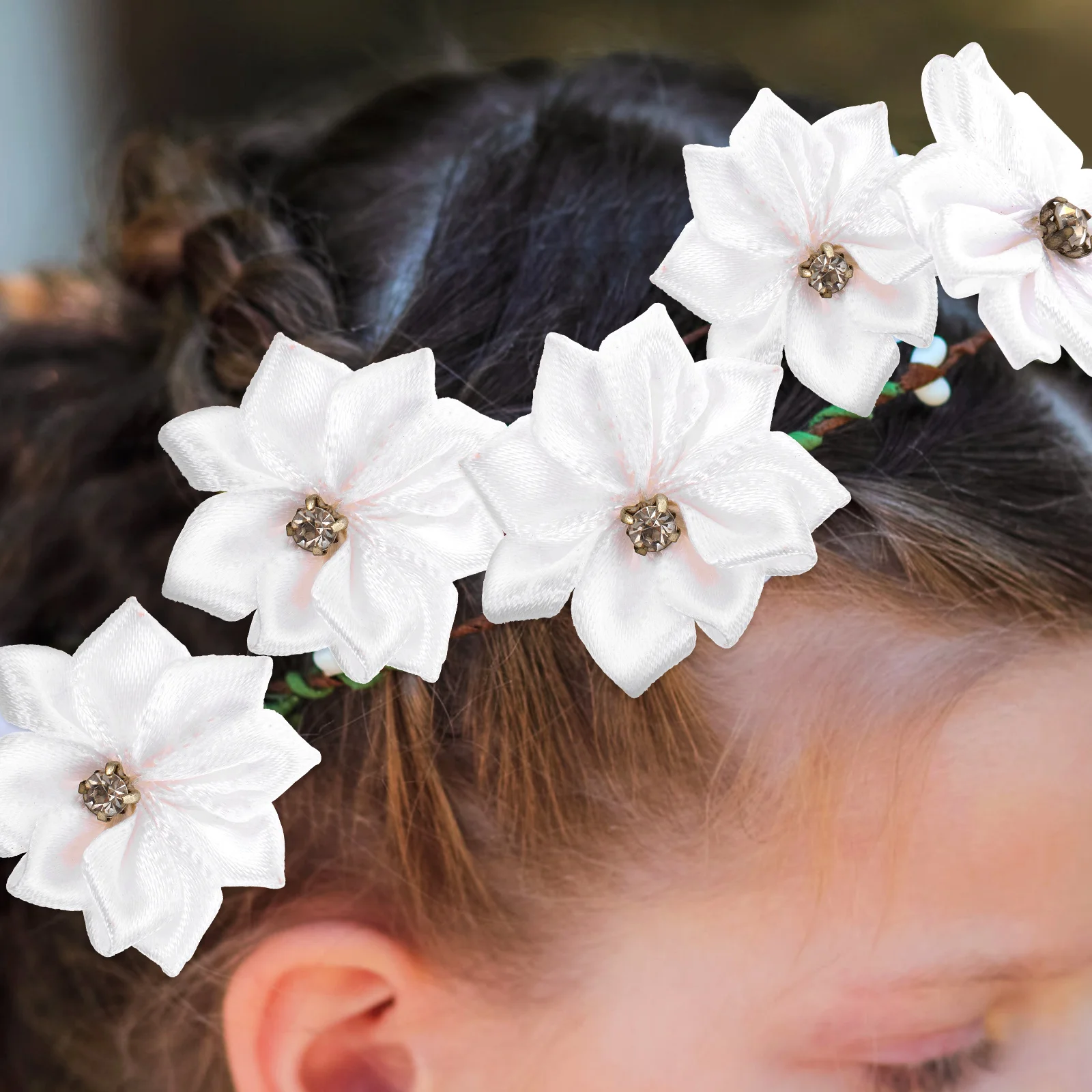 

100pcs Diy Hair Flowers Handcrafted Flower Decors Multi-Function Hair Clip Accessories For Headband Headdress Decoration Durable