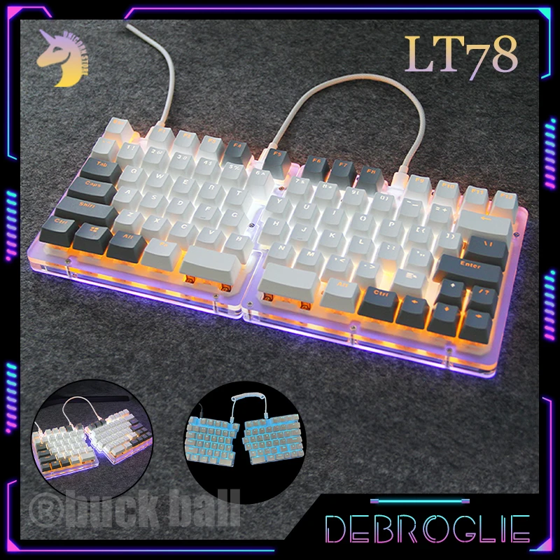 

DEBROGLIE LT78 Split Keyboard 78 Keys Mechanical Gamer Keyboard PBT LED Light Keycaps USB Wired Keyboard Gasket Gift