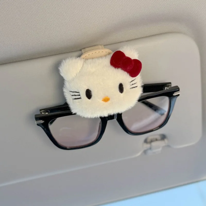 مرحبا كيتي العالمي سيارة النظارات الشمسية كليب بطاقة تذكرة حامل حامل السحابة القلم حالة النظارات الشمس قناع اكسسوارات السيارات