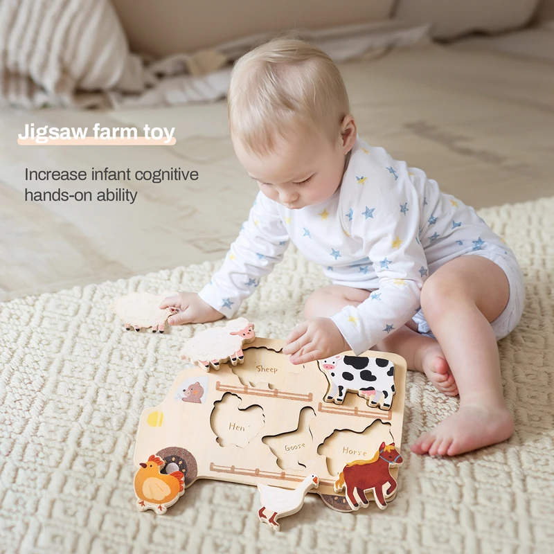 Montessori Baby Puzzles Holz Automobil Bauernhof Form Jigsaw Bord Passende Spiele Neugeborenen Bildung Aufklärung Spielzeug Baby Geschenk