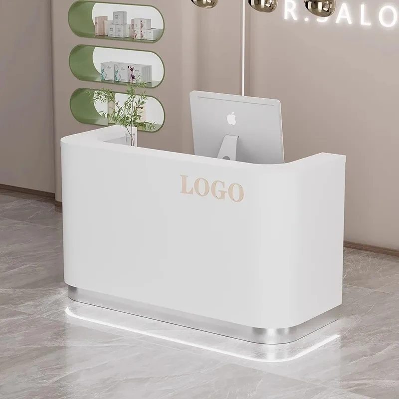 custom.Simple Modern Company Reception Desk Beauty Salon Hotel Reception Desk Baking Paint Reception Desk