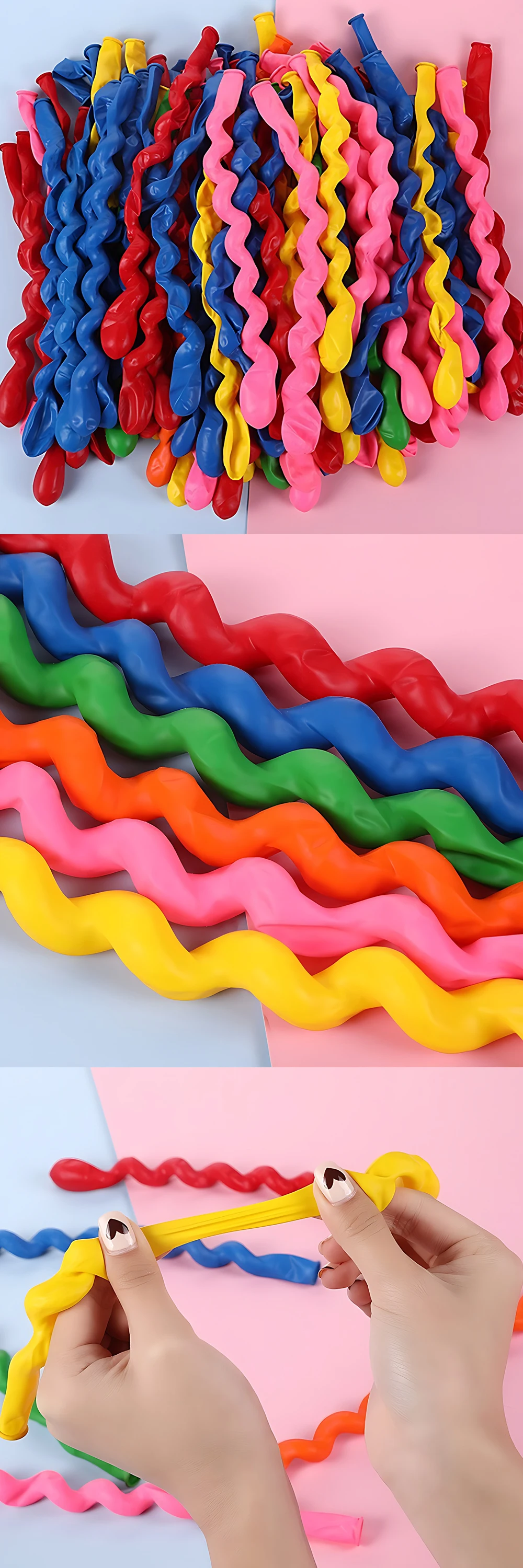 Spiralballon, verschiedene Farben, gedrehte Latexballons, 20/50/100 Stück, lustige Dekorationszubehör, Geschenk für Geburtstag, Hochzeit, Party, ZYF – Detail 3