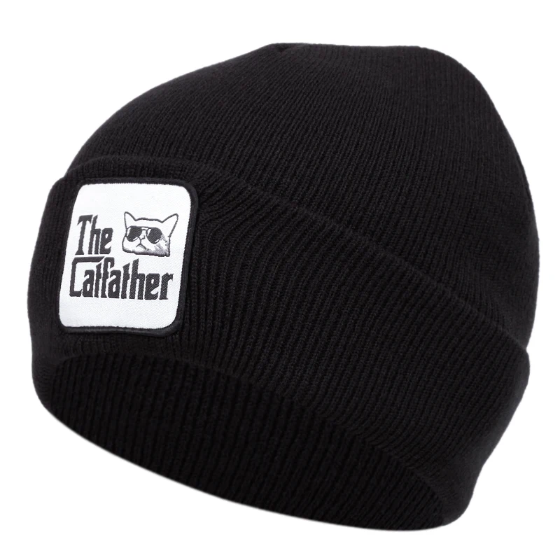 The cat father knitted beanie cap autumn winter outdoor sports Warm hat casual versatile