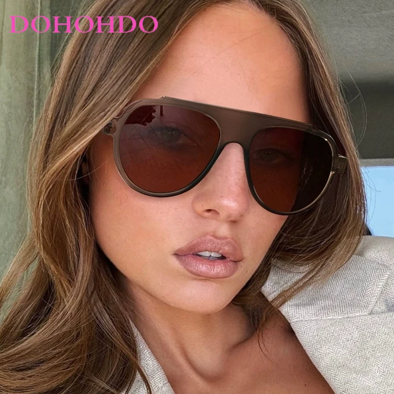 

Retro Pilot Sunglasses Women Fashion Shades Men Punk Double Bridge Large Frame Sun Glasses Driving Glasses UV400 Lentes De Sol