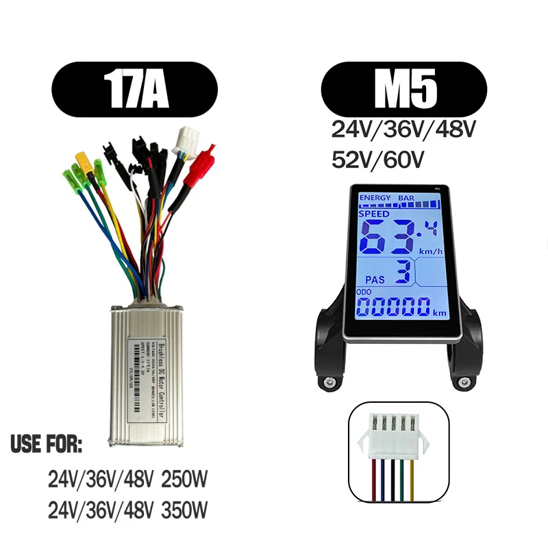 17A Sensorless Ebike Controller for Electric Bike 250W 350W Sine Wave Controller with Display S966 NFC Display V889 Uart2 image 3