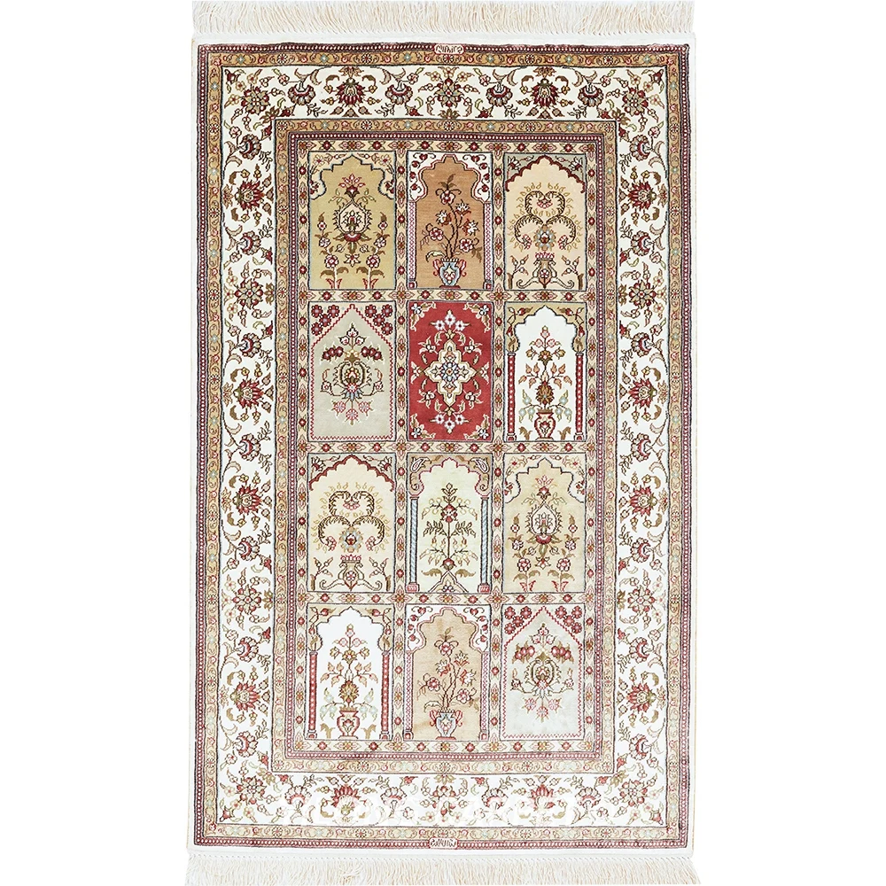 76x122cm Four Season Exquisite Garden Persian Nanyang Silk Rug (HF166B)