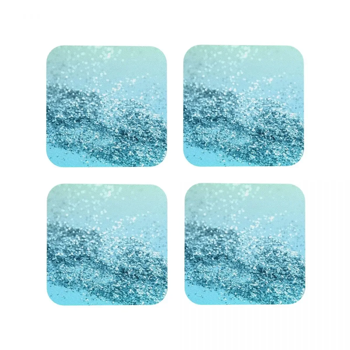 Seafoam Aqua Ocean MERMAID Girls Glam Coasters Kitchen Placemats Insulation Cup Coffee Mats For Home Tableware Pads Set of 4