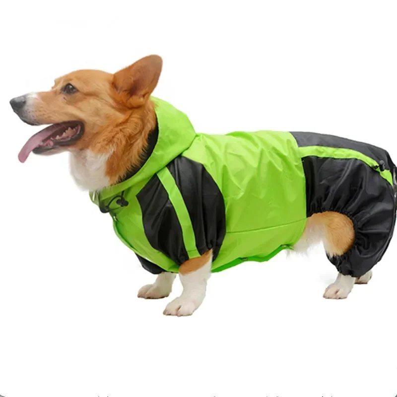 Corgi Dog Clothes Jumpsuit Waterproof Clothing Pembroke Welsh Corgi Dog Raincoat Hooded Rain Jacket Dropship Pet Outfit