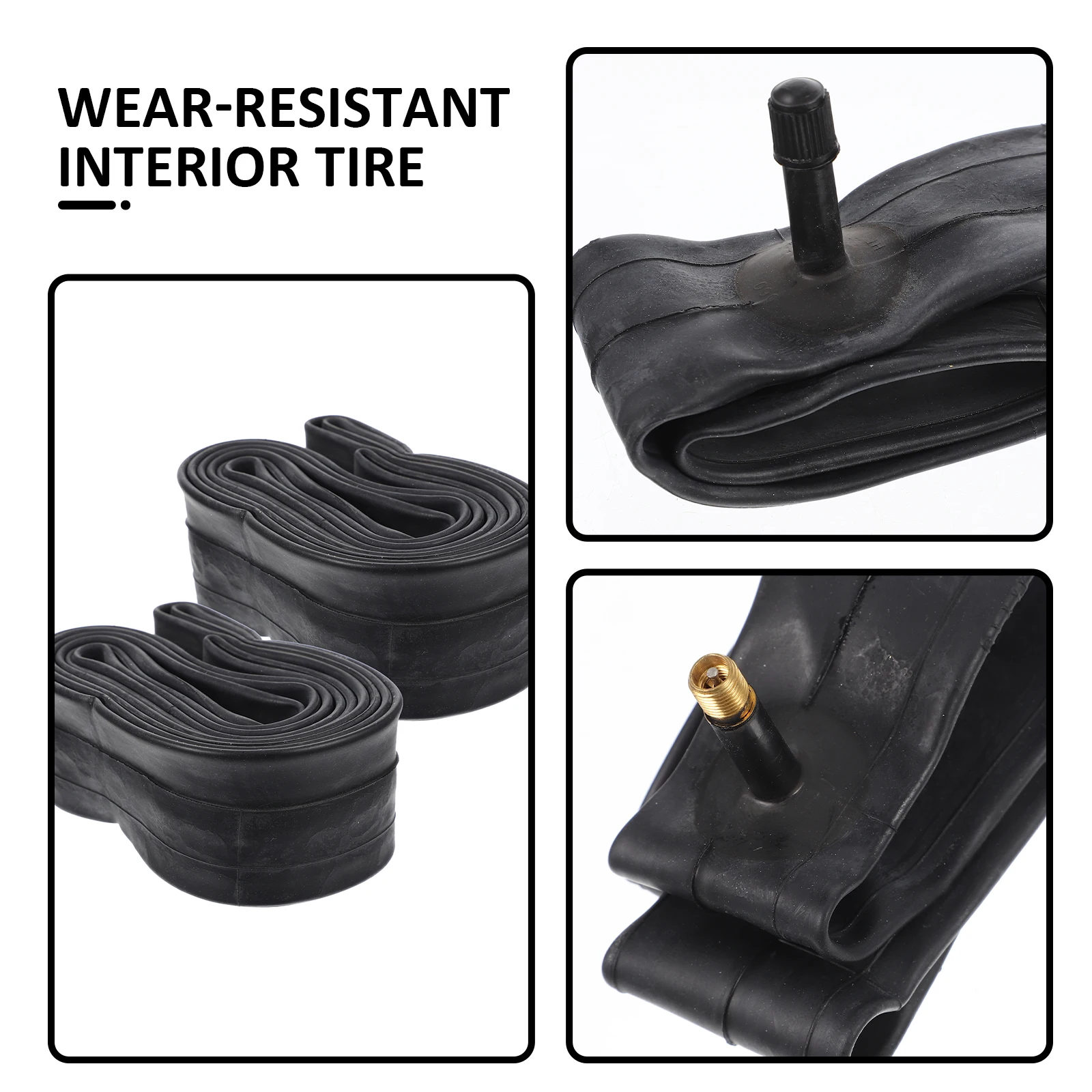 

2 Pcs Bike Bicycle Inner Tube Heavy Duty Tubes Road Mountain Tire Black for Tires