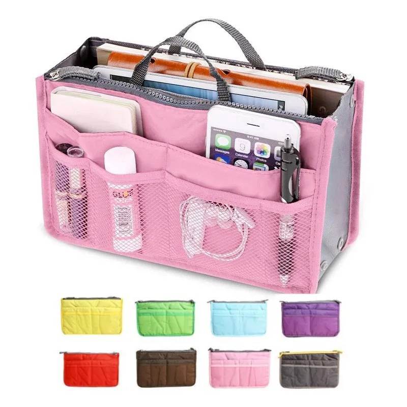 Organizer Insert Bag Women Nylon Travel Insert Organizer Handbag Purse Large liner Lady Makeup Cosmetic Bag Cheap Female Tote