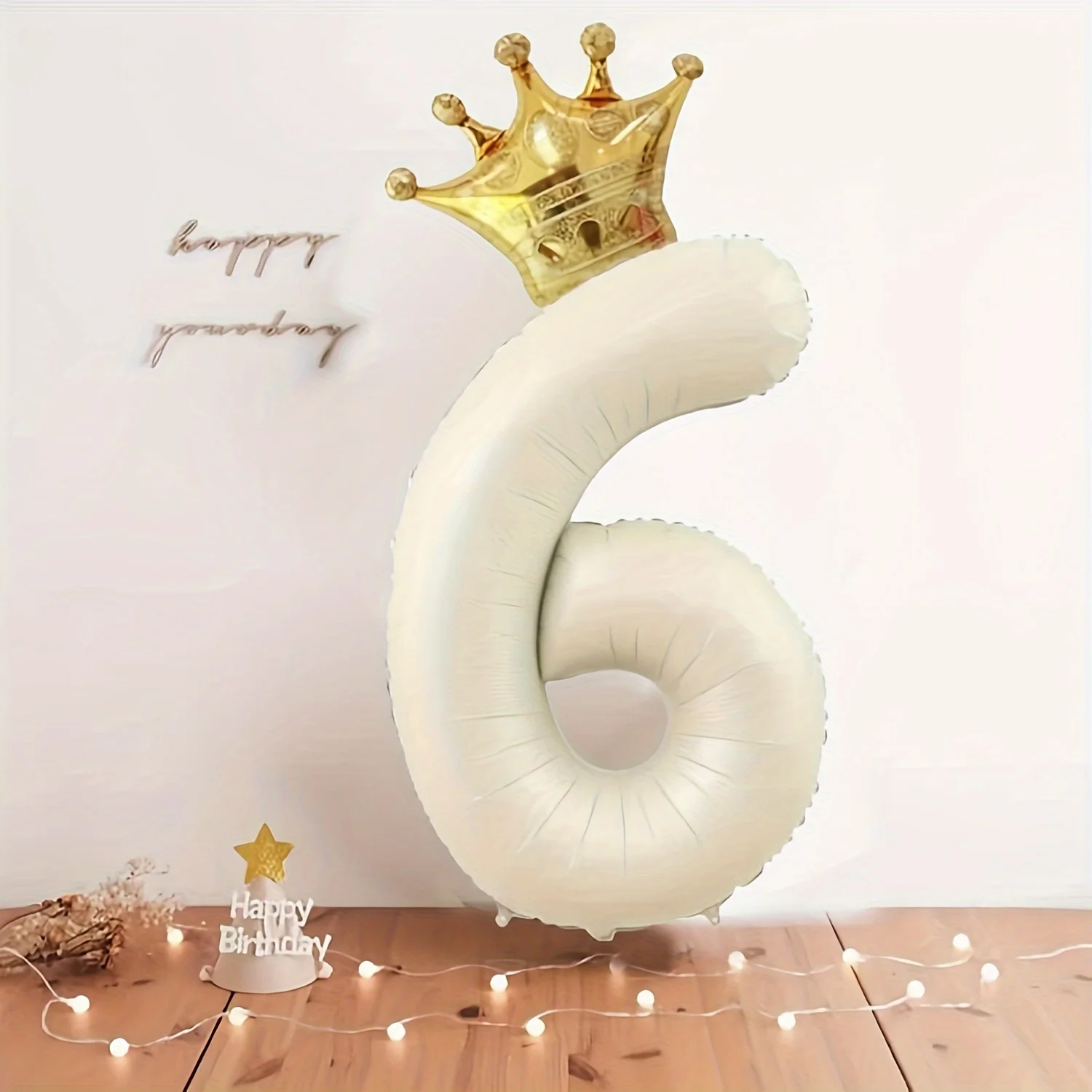 2 Stück Mini Goldene Kronen-Ballons 40 Zoll Cremeweiße Nummer 0-9 Geburtstagsballon-Set Geburtstags-Fotografie-Requisiten