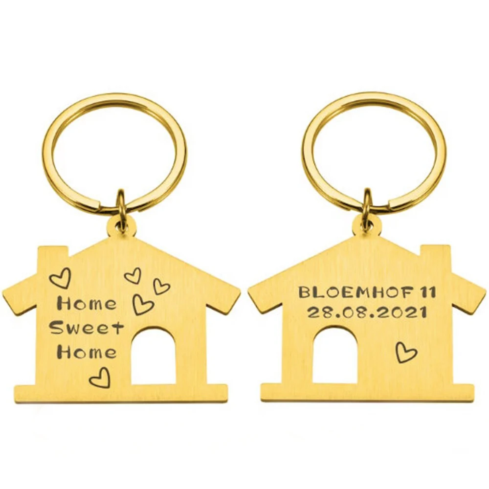 Stainless Steel House Creative Couple Keychain Beautiful Home Pendant Decoration Thoughtful And Simple Gift