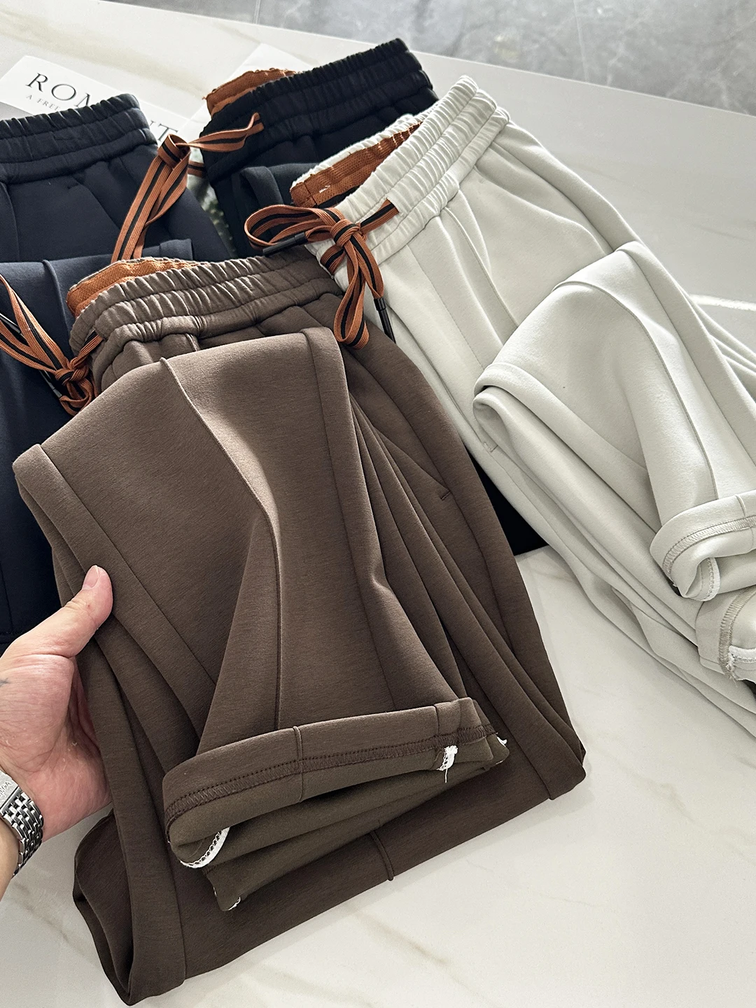 

Итальянские винтажные мужские повседневные брюки, космические хлопковые осенние модные универсальные прямые брюки Pred Crease, удобная посадка