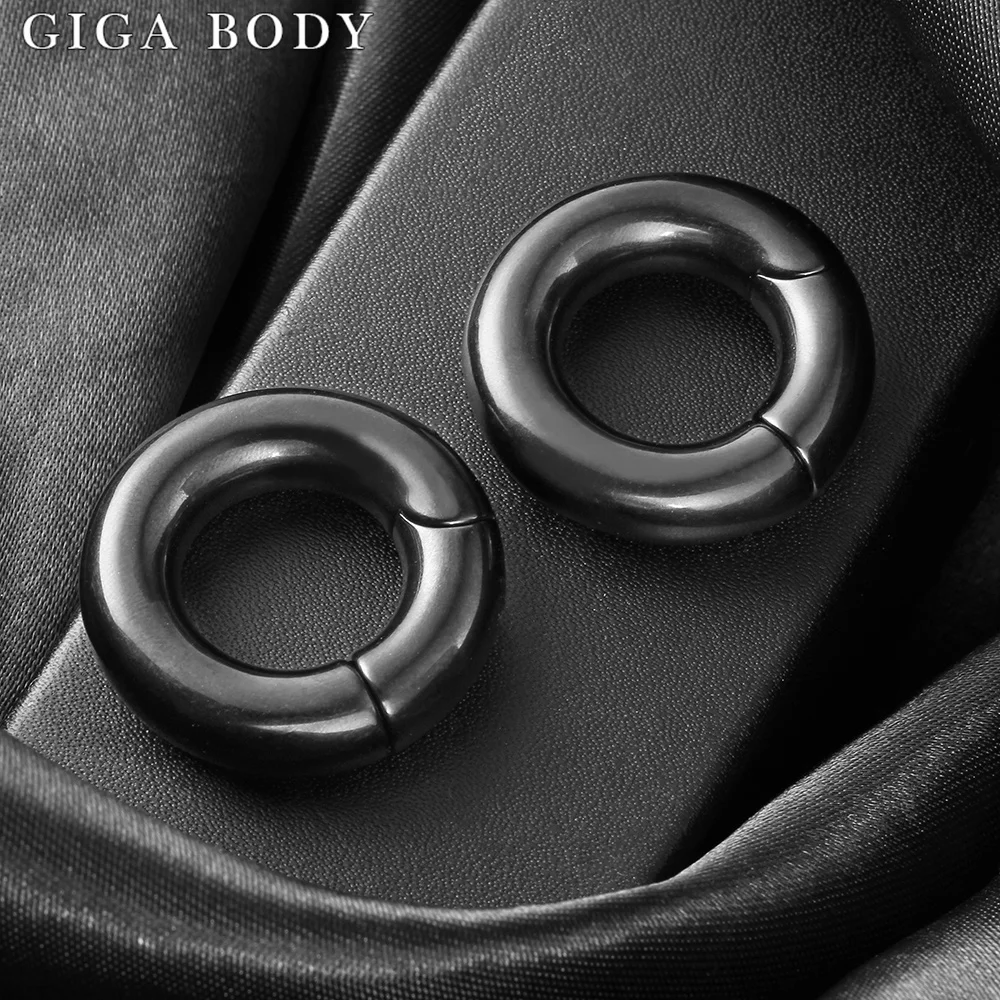 Giga 2PCS Fashion Ear Hoop Weights Hanger Gauges Plugs Expander 316L Stainless Steel Magnetic Piercing body Jewelry 8mm 0G