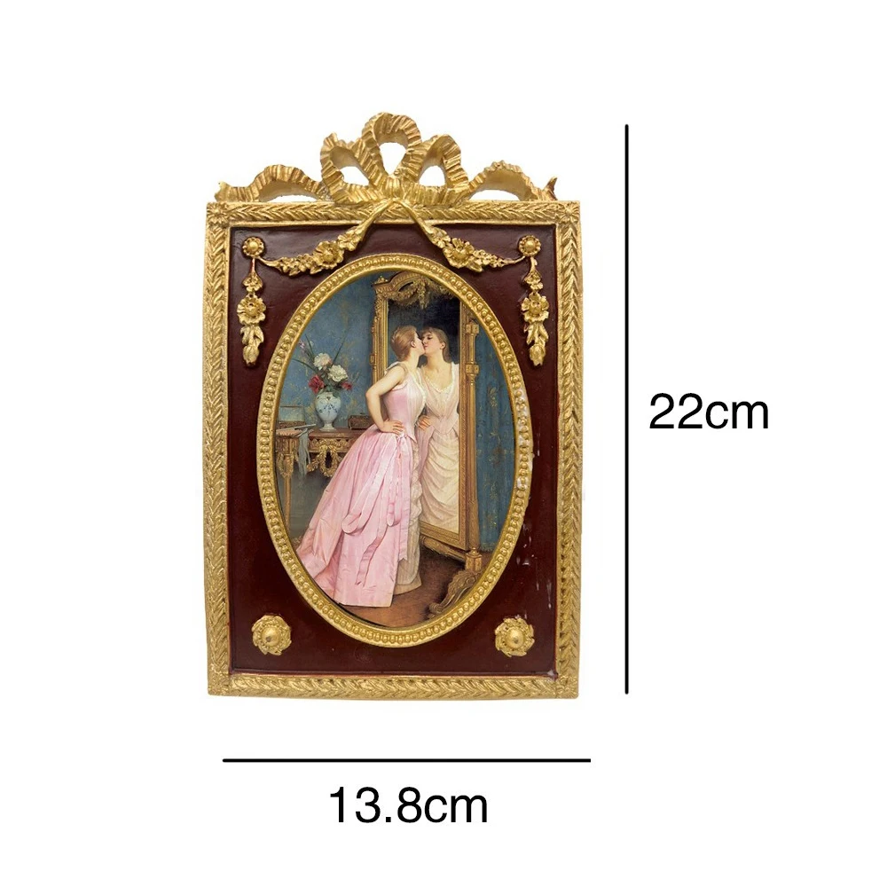 European Retro Gold Embossed Resin Photo Frame, Home Wall Decoration, Painting Art, Luxury Easel