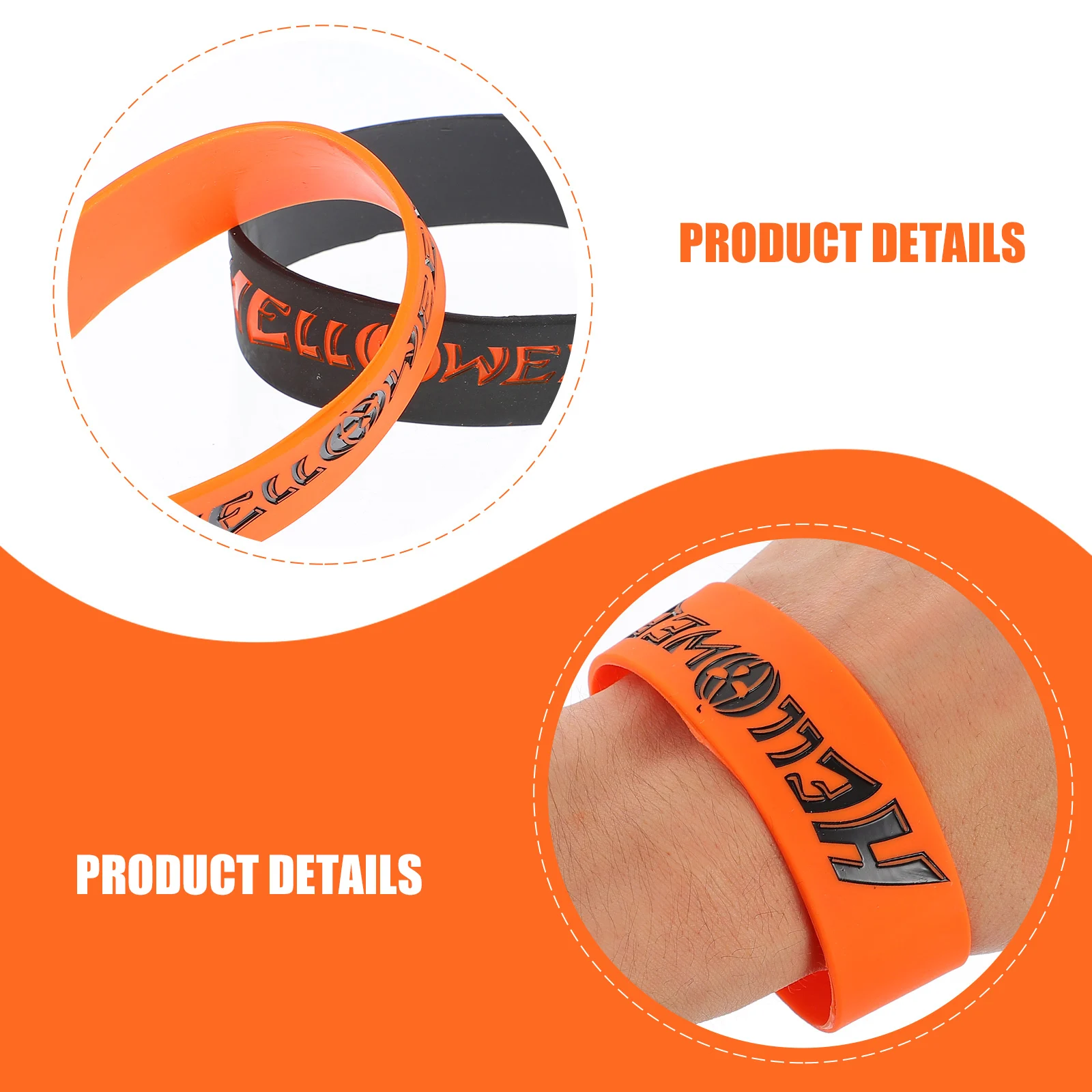 

2Pcs Silicone Bracelets Comfortable Eco-Friendly Funny Wrist Jewelry Halloween Decoration Stylish Chain for Festive Look