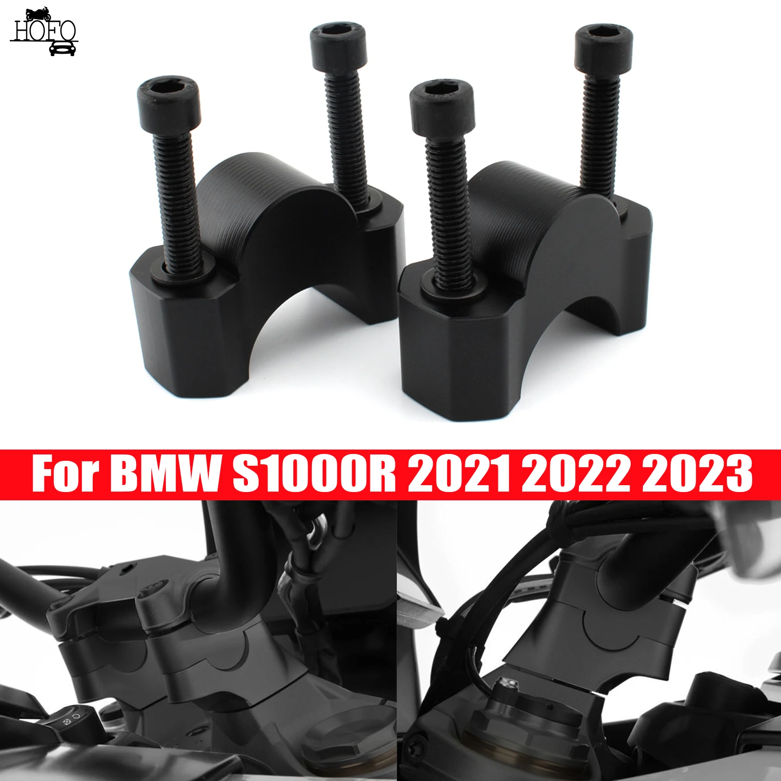 

Motorcycle Handlebar Risers Height up Adapters Aluminum Alloy Black For BMW S1000R 2021 2022 2023