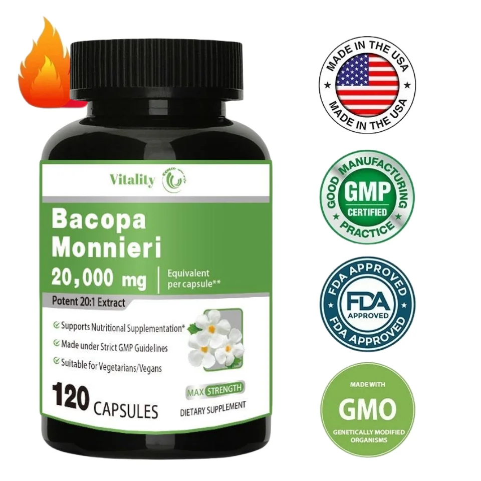 Vitality Bacopa Monnieri Capsule Boosts Brain Health Supports Performance Cognition and Focus Enhances Energy and Stamina