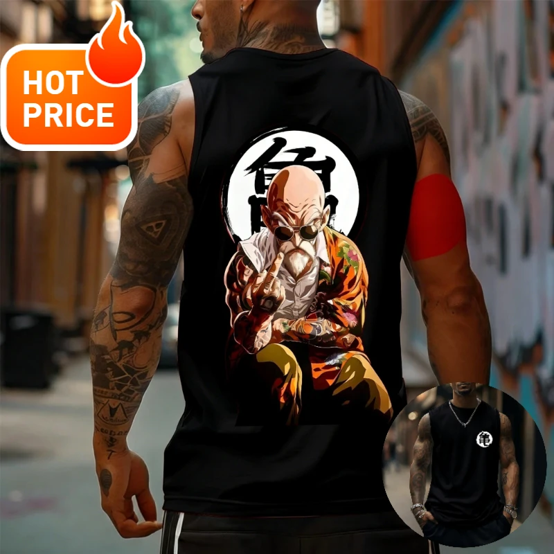 

2026 Summer Dragon Ball Master Roshi Street Style 3D Print Vest Oversized Breathable Sweat-Absorbent Fitness Streetwear Unisex