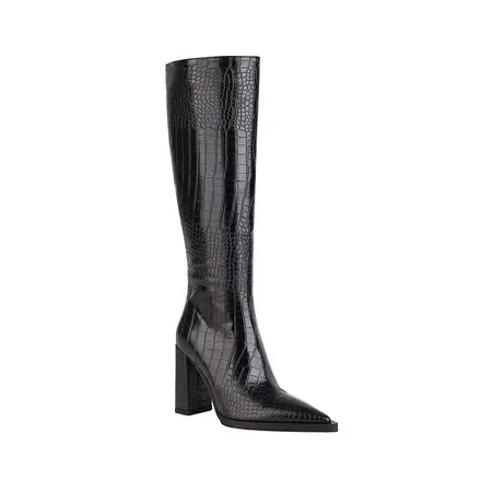 

Sexy Knee High Boots Women Shoes New 2024 Winter Point Black Heels Long Boot Patent Dance Party Shoes Female Large Size 43