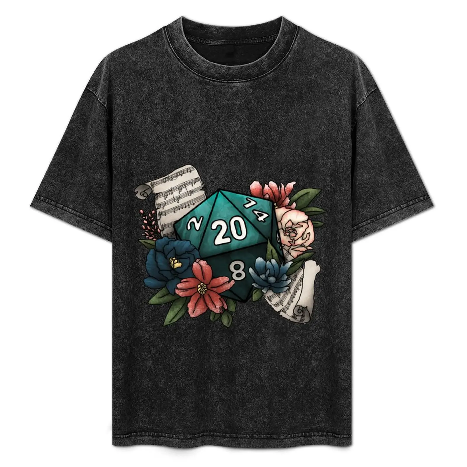 

Bard Class D20 - Tabletop Gaming Dice T-Shirt Vintage Print Crew Neck Tee