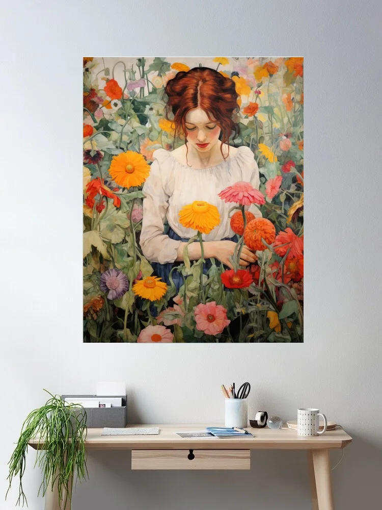 Wildflower Wander Autumnal Floral Multicoloured Canvas POSTER ,Home Decor Wall art painting