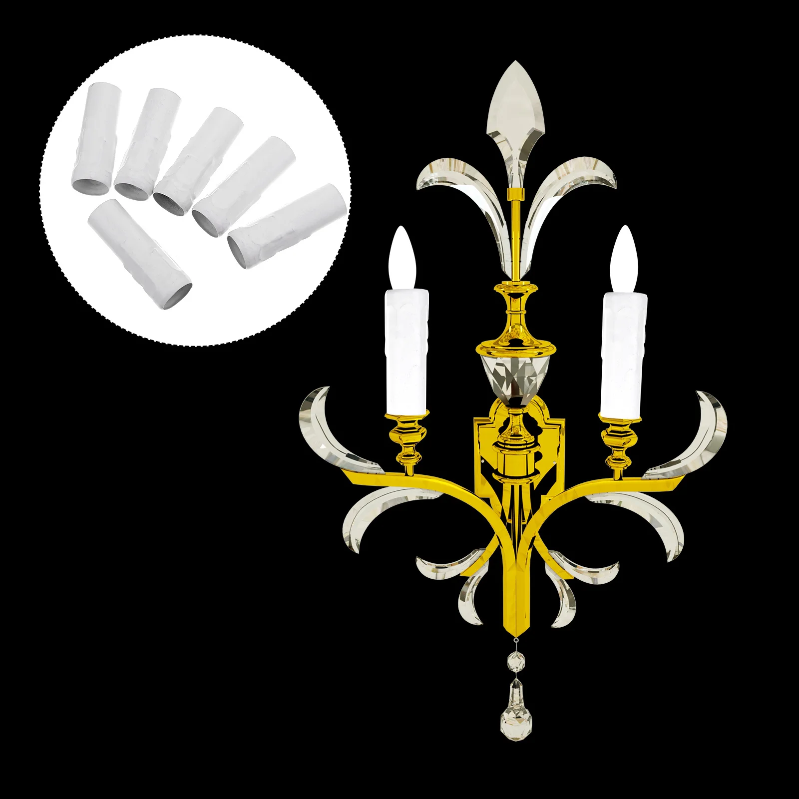 6 قطعة أكمام الثريا المهنية E14 المقبس يغطي تصميم الدمعة الزخرفية ملحقات المصابيح الكريستال الأوروبي #4