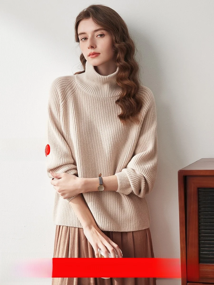 

Cboca Autumn New Women's Lazy Thiened Wool High Collar Knitted Sweater Woolen Sweater Fem Faionable Commuter Sle