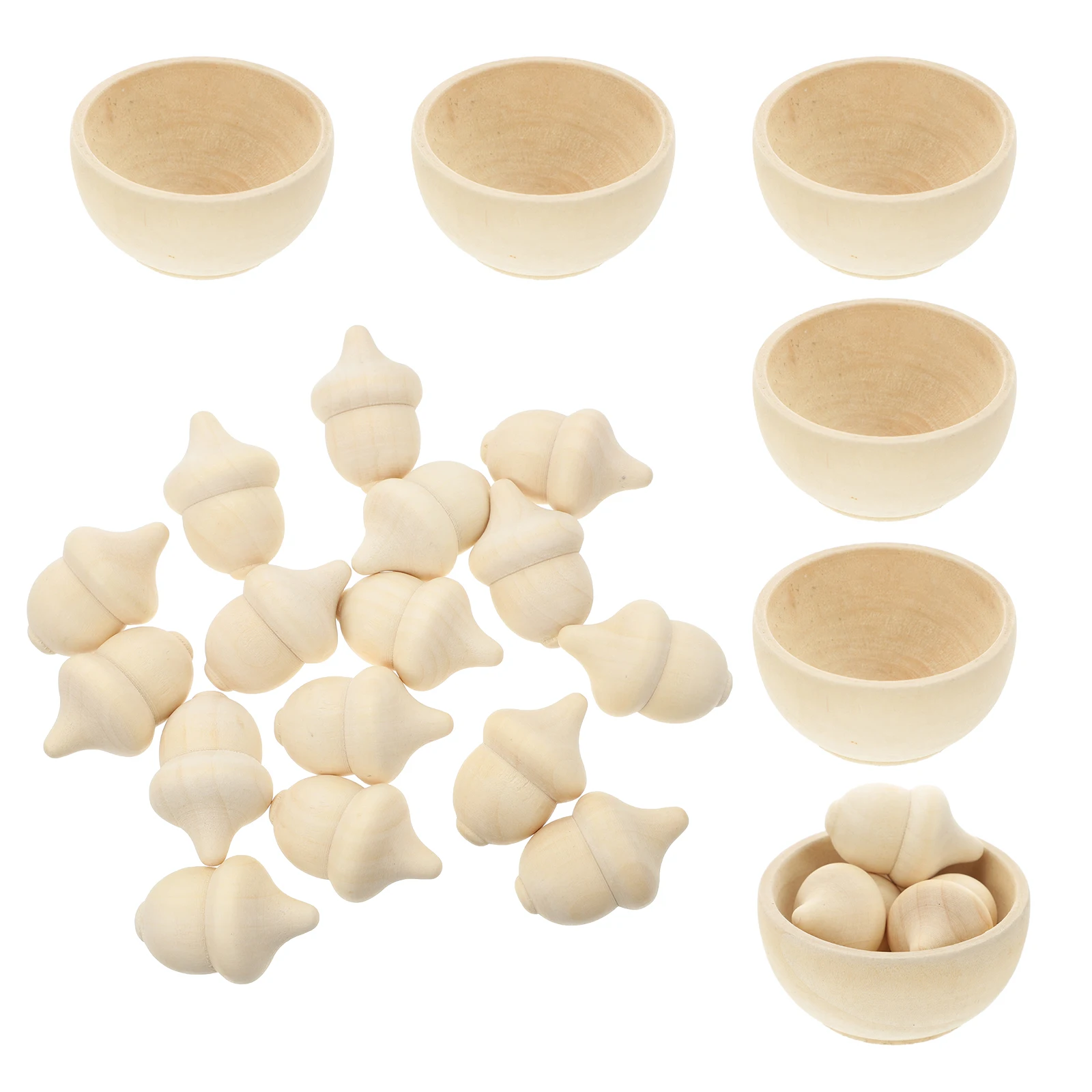 20-teiliges Spielzeug für Kleinkinder, Holz-Eichel-Set, Kinder, Sortieren, Zählen, Basteln, Mini-Eicheln, Lernen, Kind