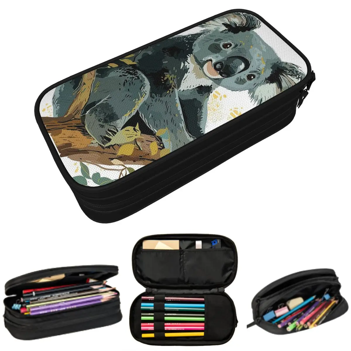 

Koala Family On A Tree Branch Pencil Case for Boy Girl Gifts Pen Box Pencil Bag Stationery Supplies Pen Holder Bag