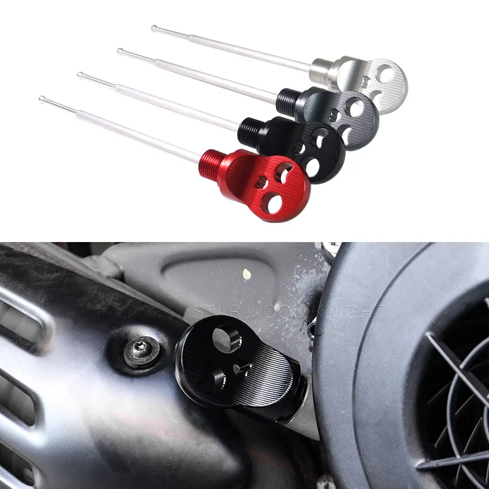 

Motorcycle Accessories Engine Oil Dipstick Drain Screw Plug With Key Tool CNC Aluminum For VESPA Sprint Primavera 125 150