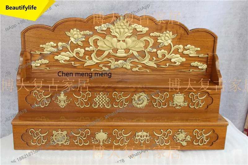 a55 Altare di nicchia di Buddha a tre strati in legno massello tibetano Altare di Buddha intagliato cinese