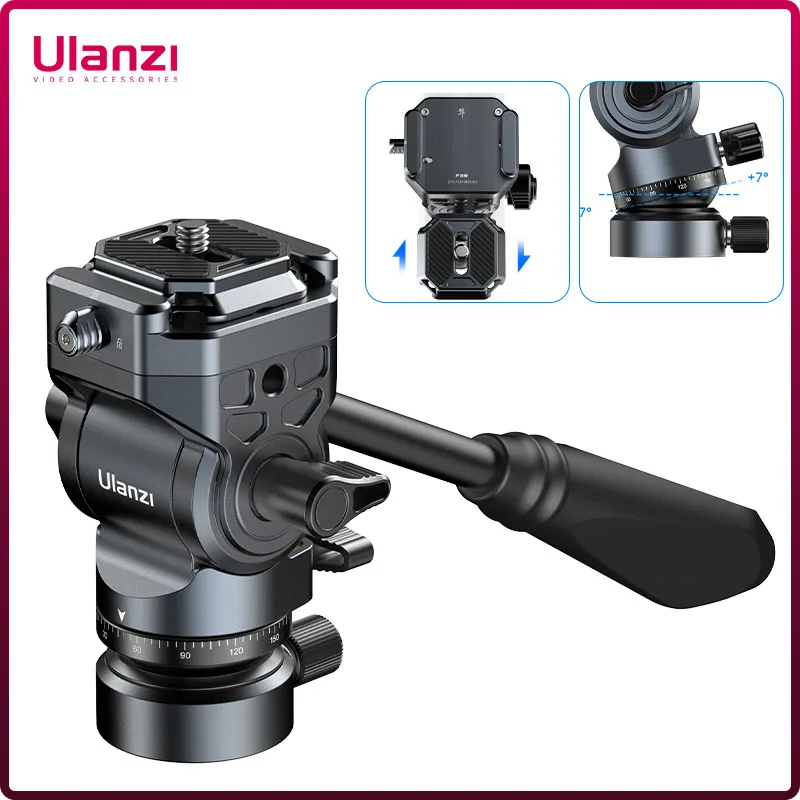 

Ulanzi EH12 F38 Quick Release Fluid Video Head 360° Panoramic Gimbal Head Tilt -90° +55° w Detachable Handle for Tripod Shooting