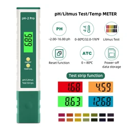 pH-2 Pro Water Quality Pen Digital pH Meter 0.01 Accuracy Tester Pen -2.00~16.00 Measuring Range Aquarium Lab Measurement