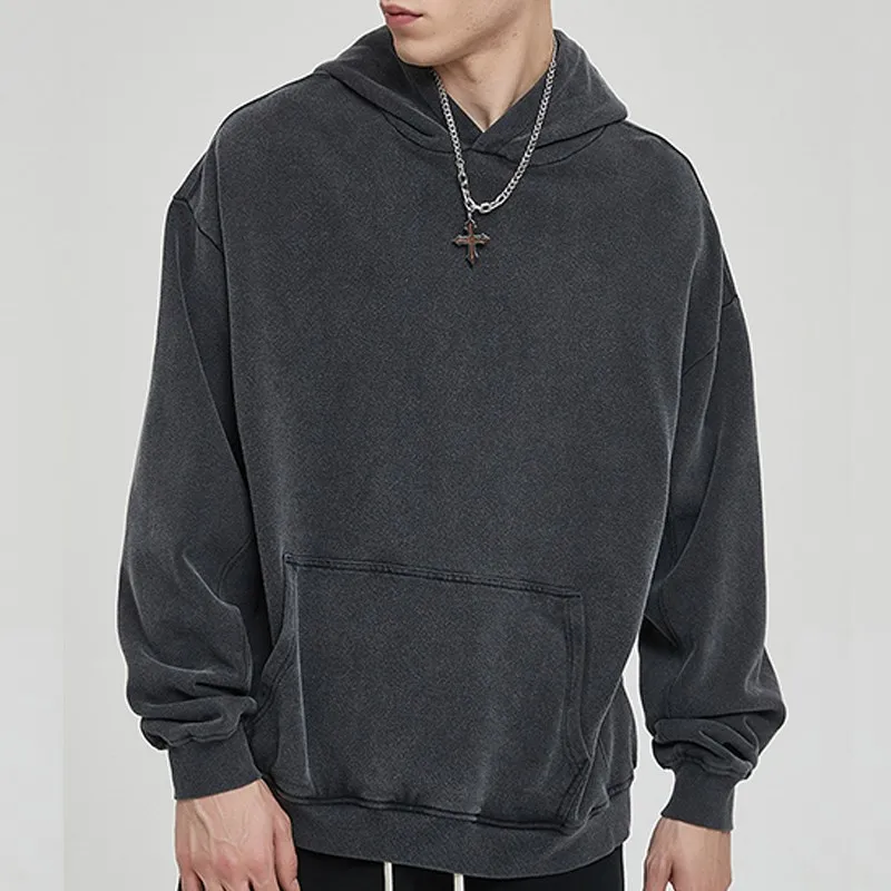 2024 Gothic High Weight 450g Cotton Men Women Acid Wash Vintage Streetwear Oversized Hoodies Sweatshirt Y2k clothing